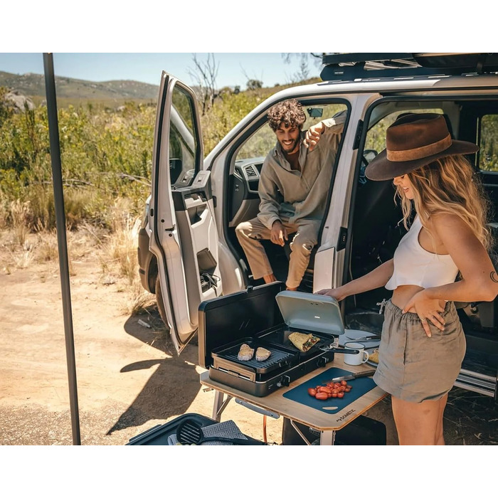 Турбоплита 2 Cook 3 Кулінарна книга для кемпінгу - Газовий настільний гриль з 2 конфорками Книга рецептів - Набір грилів для кемпінгу з п&39єзо-запалюванням та рецептами Аксесуари для грилів та обов&39язкові речі для кемпінгу - Турбоплита 50 мБар Кулінарн