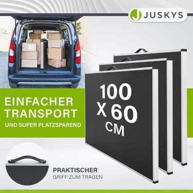 Багатофункціональний стіл Juskys, комплект із 3 предметів - Складаний, регульована висота - Алюмінієвий розкладний стіл 100x60 см - Блошиний ринок, стіл для обклеювання шпалерами, кемпінговий стіл - Чорний стіл