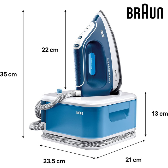 Парова прасувальна станція Braun CareStyle Compact Pro IS 2565 BL - парова праска з підошвою FreeGlide 3D, вертикальна подача пари