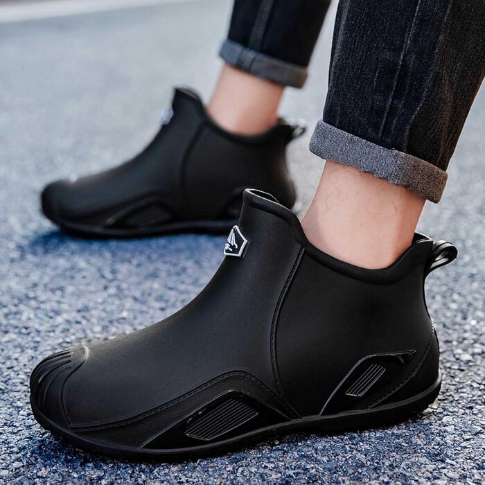 Водне взуття, гумові чоботи, гумові чоботи, чоловічі, жіночі, до щиколотки, зручні, для садівництва, легкі, для човнів, кемпінгу, вітрильного спорту, подорожей та походів, чорні, EU 38 2/3