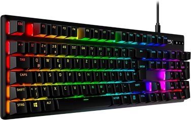 Механічна ігрова клавіатура, накладки на клавіші PBT, накладки на клавіші, RGB, механічні перемикачі HyperX, перемикачі, компактна