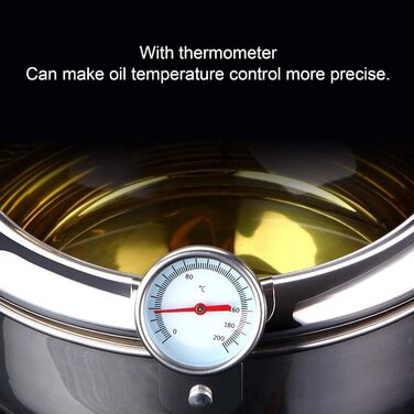Глибокий горщик, японський горщик для смаження, японський горщик для фритюрниці темпура з термометром, маленький горщик з нержавіючої сталі з термометром, кришкою та сушаркою для картоплі фрі, креветки