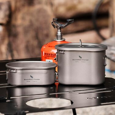 Безмежна подорож Titan Camping Pot Set з надлегким ланч-боксом Портативна миска Посуд для пікніка Посуд для столового посуду Титан