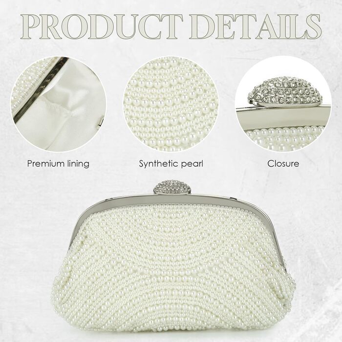 Елегантне клатч-вестикування Kunstperlen для жінок, вечірня сумочка для нареченої з ланцюжком на плече для весілля, випускного та вечірки, бежевий колір