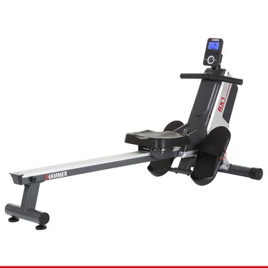 Гребний тренажер HAMMER RX1 для домашнього використання - складний гребний тренажер з магнітною гальмівною системою, сидінням на кулькових підшипниках, вагою користувача до 120 кг та вбудованим пульсометром для нагрудних ременів