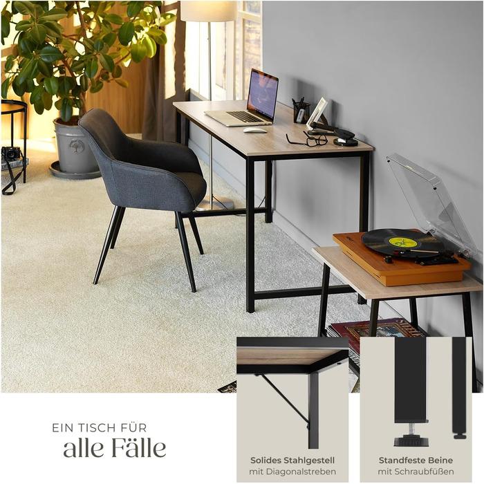 Письмовий стіл, Комп&39ютерний стіл, Офісний стіл, ПК-стіл, Меблі для навчання, Домашній офіс, Офіс, Невеликий письмовий стіл, Каркас столу зі стільницею - Індустріальна світла деревина, Дуб Сонома, 100 см Індустріальна світла деревина, Дуб Сонома Jenkins