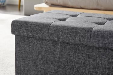 Лавка для зберігання Zedelmaier, м&39яка лавка, пуф, скриня для зберігання, вантажопідйомність до 300 кг, 76 x 38 x 38 см (льон - темно-сірий), темно-сірий, 38Г x 76Ш x 38В см