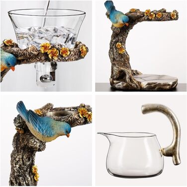 Набір скляних чайників, дизайн тварин та птахів, напівавтоматичний, обертова чаша з чайним ситечком, набір чайників Lazy Kungfu (чайник)