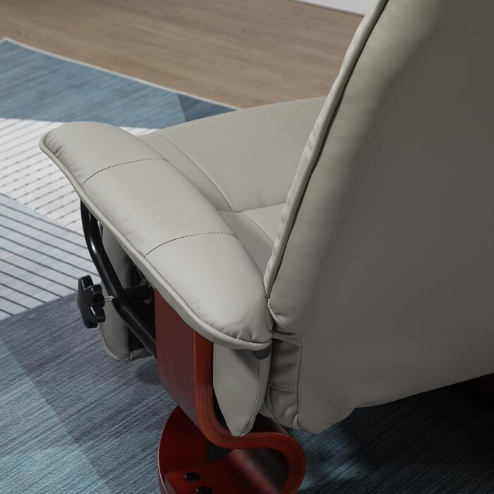 Крісло-реклайнер HOMCOM з функцією повороту на 360, регульованою спинкою та підставкою для ніг, крісло для відпочинку, крісло для телевізора для вітальні та спальні, штучна шкіра сірого кольору