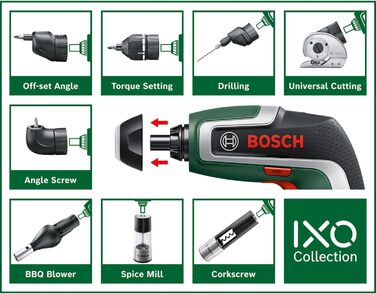 Акумуляторний шуруповерт Bosch IXO (7-е покоління 3,6 В 2,0 Ач 5,5 Нм з кабелем micro USB сумісний з насадками IXO Collection закр