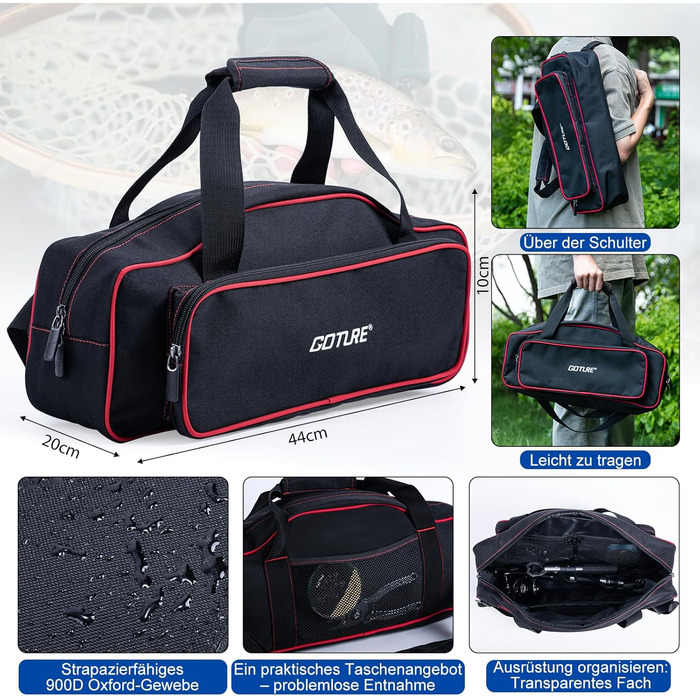 Повний рибальський набір Goture, телескопічне вудилище для серфкастингу з вуглецевого волокна та котушка для спінінгу з 91 герметичними кульковими підшипниками, включаючи рибальські інструменти, сумку для котушки - професійна сумка для морської риболовлі 