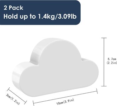 Тримач для ключів MoKo магнітний, 2 шт. для наклеювання, гачок для ключів без свердління для стіни - білий