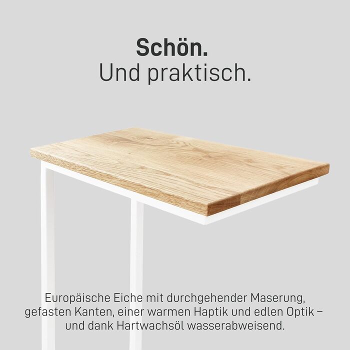 С-подібний журнальний столик Металевий та дерев&39яний столик для ноутбука Журнальний столик для дивана або крісла Практичне місце для зберігання Тумба під ліжком (з дубовою та білою стільницею) Зі стільницею з білого дуба