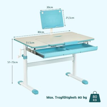 Дитяча парта DREAMADE з регулюванням висоти, шкільна парта з регулюванням нахилу, парта для дітей, парта для підлітків з підставко