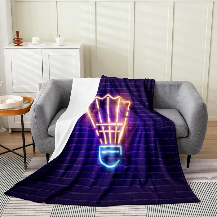 М&39яка та тепла фланелева флісова ковдра (130x150 см) з бадмінтонним візерунком та 3D спортивною тематикою. Підходить як плед на диван, плед або покривало для ліжка. Ідеально підходить для дітей та дорослих.
