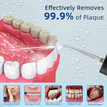 Бездротовий іригатор для порожнини рота, переможець дорожніх тестів GEEDIAR Oral Irrigator 2023, стоматологічний іригатор Water Flosser з 3 режимами та 6 насадками, 190 мл Mini Портативний міжзубний очищувач IPX7 Водонепроникний іригатор порожнини рота чо