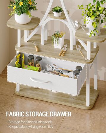 Підставка для рослин Hzuaneri з лампою для вирощування, 9-ярусна підставка для квітів з 4 світлодіодними лампами RG, регульований колір та час, 164 см, ідеально підходить для вітальні, балкона, саду, біла, PS16016WEU 9 ярусів білого кольору