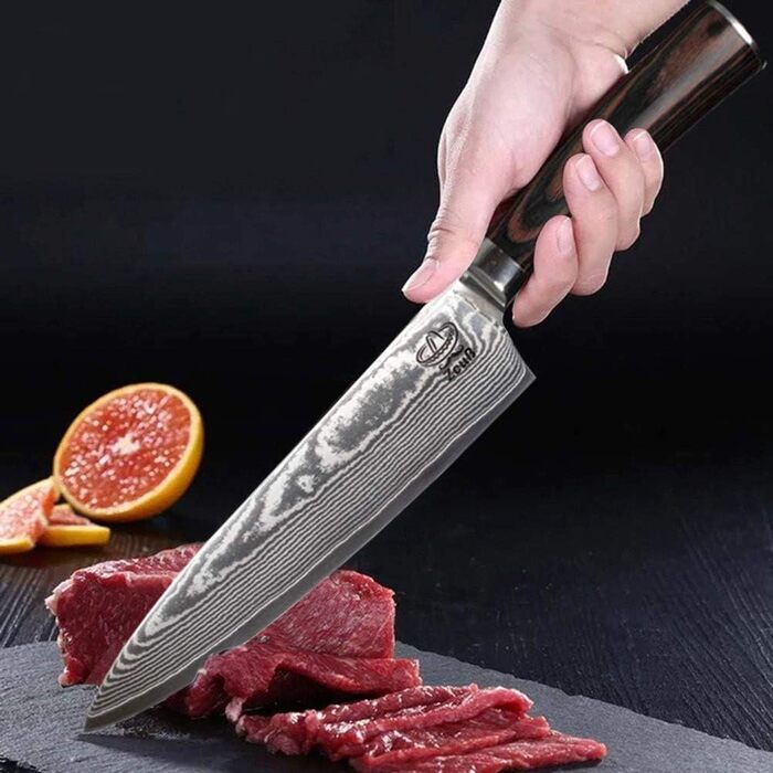 Кухонний ніж XL (32 см) професійний шеф-кухарський ніж з натуральної 67-шарової дамаської сталі I дамаської кухонний ніж і ніж шеф