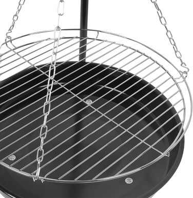 Гриль-тринога з ланцюгом, висота 150 см, з решіткою 46 см, чашею для вогню 50 см, вугільний гриль