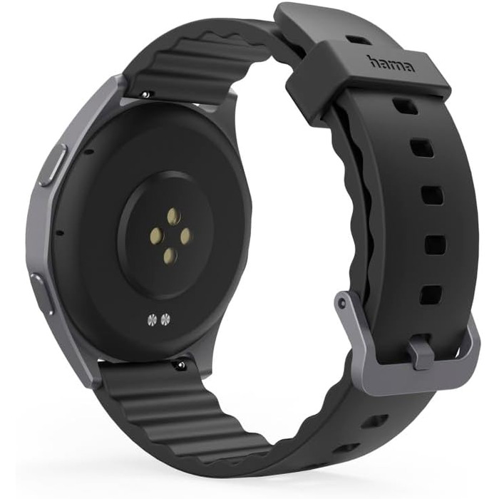 Розумний годинник Hama (кольоровий AMOLED-дисплей 1,43 дюйма, GPS, функція телефону, водонепроникний, WhatsApp, голосовий помічник, трекер сну, 110 спортивних режимів плани тренувань, крокомір, пульсометр, калорії тощо) чорний