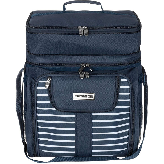 Сумка для пікніка anndora, синьо-біла, сумка-холодильник з аксесуарами, для 4 осіб, 29 предметів, темно-синьо-білий колір