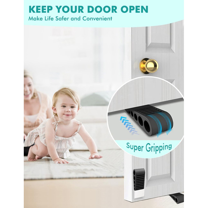 Дверний клин для підлоги, нековзний, міцний і важкий, гумовий дверний клин, гумові клини для всіх поверхонь