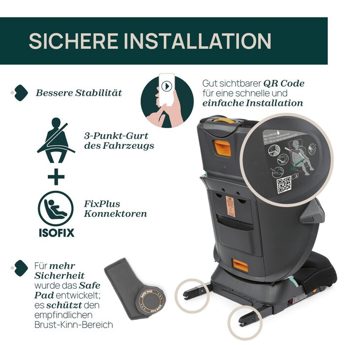 Автокрісло Chicco Fold & Go i-Size 100-150 см, Регульоване дитяче автокрісло для дітей віком приблизно від 3-12 років (приблизно 1