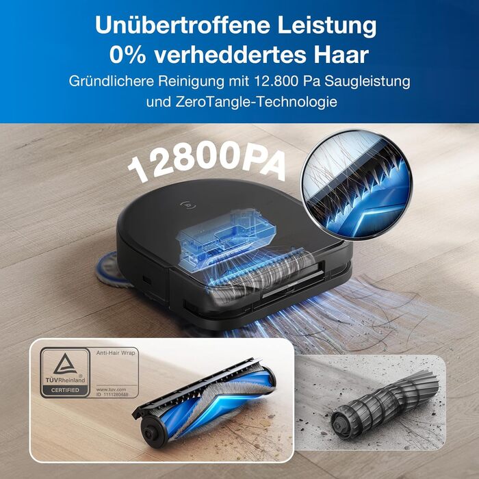 Вакуумний робот ECOVACS DEEBOT X5 Omni з функцією миття підлоги, сила всмоктування 12 800 Па, технологія ZeroTangle, миття країв T