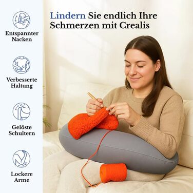 Ергономічна подушка ваш союзник для комфорту та творчих моментів, подушка для читання на ліжко та диван, ігрова подушка, для читання, гри, роботи, в&39язання гачком, зменшує втому рук (сіра)