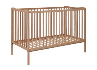 Дитяче ліжко Grzes 120x60 см, Натуральний колір, виготовлене з бука, перевірено на відповідність EN 716, регульована по висоті рейкова основа, 3 знімні перекладини, Натуральний колір