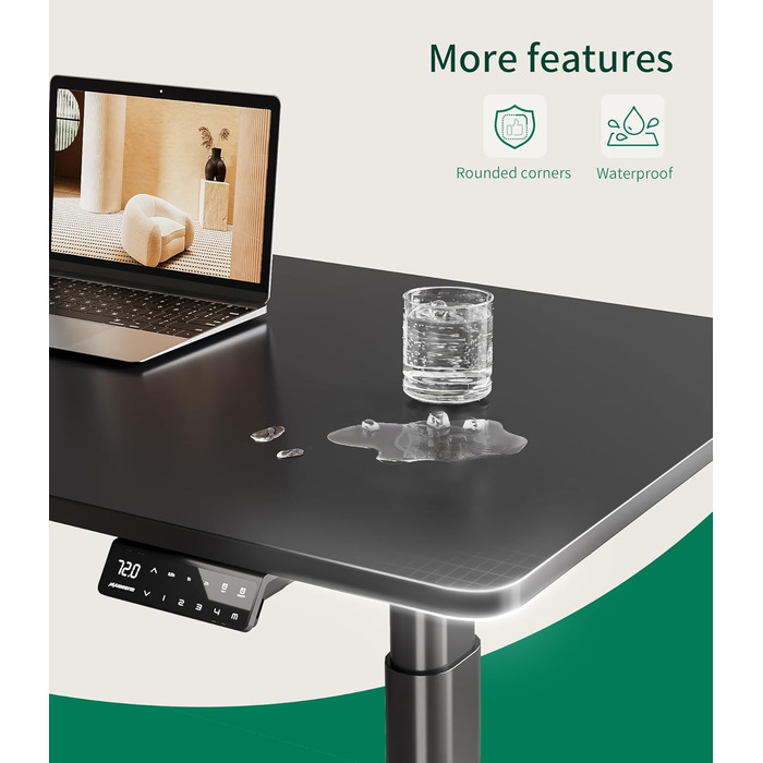 Стільниця MAIDeSITe 160x80 см, товщина 25 мм - Стабільна офісна стільниця своїми руками ідеально підходить для столів з регульованою висотою, чорного кольору, 160 x 80 см