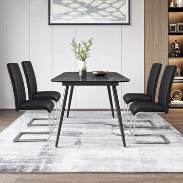 Обідні стільці Yaheetech, комплект з 2 шт. , консольні обідні стільці, вантажопідйомність 135 кг, чорна штучна шкіра, комплект з 2 шт.