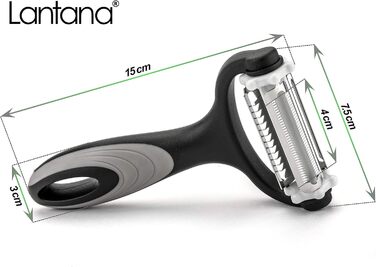 Картоплечистка Lantana 3-в-1/Мікрозубчаста очищувач для фруктів та овочів/Різак для жульєну. Овочечистка 3 в 1 для швидкого чищенн