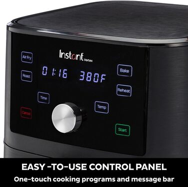Аерофритюрниця Instant Brands Vortex 6 Plus 4-в-1 1700 Вт, 3.7 л - смаження на повітрі, запікання, смаження, гриль, дегідратор і підігрівач їжі Medium Digital (3.7 л)