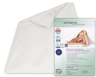 Підковдра Allsana гіпоалергенна 135x200 см Постільна білизна від алергії Оболонка від кліщів Захист від кліщів для людей з алергією на домашній пил Внутрішній чохол для ковдр, стійкий до алергії Сертифіковано TV
