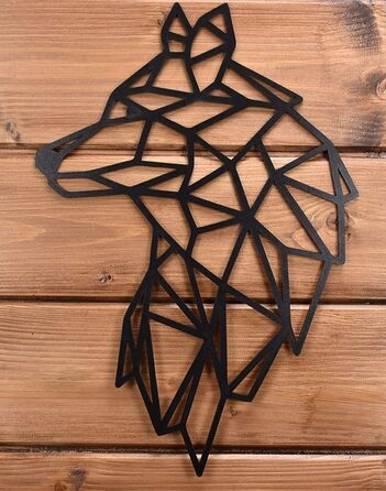 Панно WOLF 40x28см в чорному кольорі Настінне оздоблення дерев'яний вовк Настінне оздоблення деко настінне мистецтво Вирізання Нас