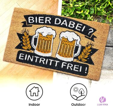 Кокосовий килимок для дверей - Забавний дизайн з пивом - 40x70 см - Килимок для дверей для приміщень та вулиці - Килимок для передніх дверей - Килимок для вулиці - Килимки для дверей - Кокосовий килимок для дверей