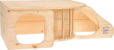 Пещера для гризунів Resch 11 XL, натуральний масив ялини, зі сходами на сонячну терасу, вбудованою стійкою для сіна, великими входами та закругленими кутами, 60 x 19,7 x 37 см