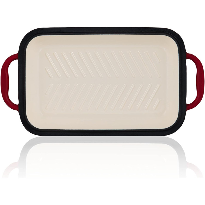 Чавунна емальована жаровня Mahlzeit з кришкою 4,8 л Темна вишня жаровня 2 в 1 зі сковородою безпечна для духовки, безпечна для інд