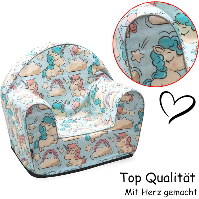 Чохол з пінопласту PinkZebra для дитячих крісел, чохол для крісла, підходить для дитячих крісел розміром 51 x 34 x 42 см, площа сидіння 26 x 26 см, Oeko-Tex Standard 100 (Єдиноріг)