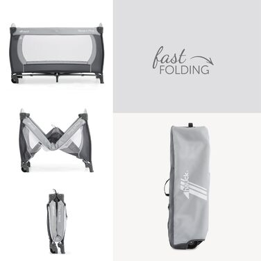 Дорожнє ліжечко Hauck Sleep N Play Go Plus з сумкою для перенесення, колесами, ігровою зоною, компактне та складне, дитяче дорожнє ліжечко для малюків від народження до 15 кг (Stone) Stone Sleep N Play Go Plus