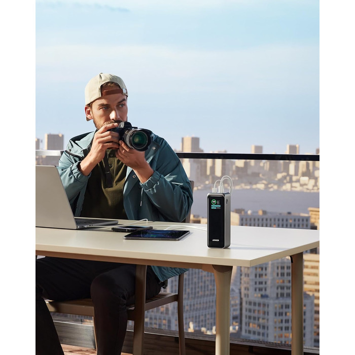 Портовий павербанк, Smart App Control, сумісний з MacBook Pro/Air, iPhone 15/14 Series, Galaxy, AirPods та іншими (зарядний кроншт