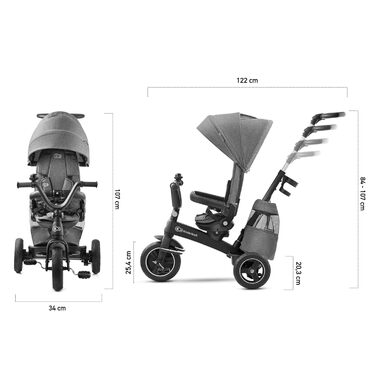 Триколісний велосипед EASYTWIST, дитячий триколісний велосипед, беговел, з аксесуарами, вікно на даху, ремені безпеки, поворот на
