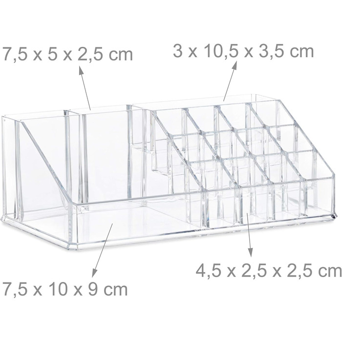 Органайзер для макіяжу Relaxdays з 21 відділенням, косметична вежа для помади, лаку для нігтів, акрилова косметична коробка, прозора