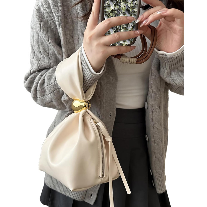 Жіноча сумочка із золотою сережкою, маленький вечірній клатч зі штучної шкіри, гаманець, браслет, бежевий