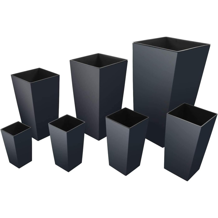 Горщик для рослин rg-vertrieb, квітковий горщик, кашпо, квадратне кашпо з вставкою, 3 розміри, 4 кольори, НОВИНКА (61 см антрацит)