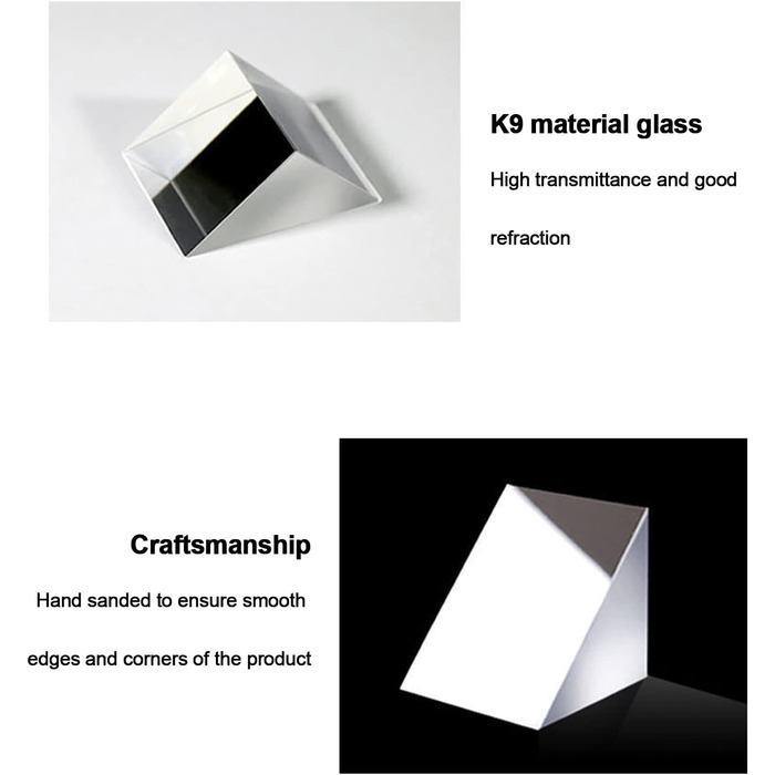 Оптична скляна рефлекторна призма, підходить для точних оптичних інструментів, 10 10 10 мм - 20 20 20 мм, прямокутна призма, 10 10 10 мм (10x10x10 мм)