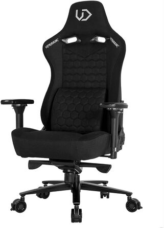 Офісне крісло, стілець для роботи, поперекова підтримка, 2 подушки з піни з ефектом пам&39яті, обертове крісло, підлокітники, регулювання висоти за допомогою газової пружини, ролики з фіксацією, металевий каркас, наповнювач з піни, чорний