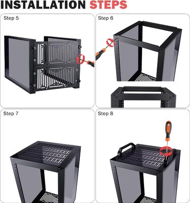 Дюймова серверна шафа, міні-стійка глибиною 260 мм з полицею та заглушкою, для NAS, AV та мережевого обладнання (чорна), 1 Plus, 8U 10-