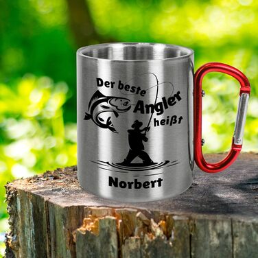 Кружка з нержавіючої сталі з карабіном True Statements, персоналізована Найкращий рибалка це ВАШЕ ІМ&39Я приблизно 330 мл металева кружка з іменем цікавий подарунок для рибалок, рибалок-аматорів, чоловіків на День батька